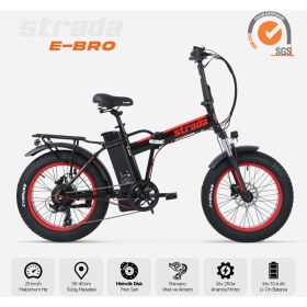 Resim Strada Cycles E-Bro Hidrolik Disk Fat Bike Katlanabilir 20 Jant Elektrikli Bisiklet 