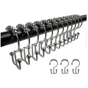 Resim Duş Perdesi Kanca Halkaları, Paslanmaya Dayanıklı Duş Perdesi Metal Kancası Çift Kayar Silindirler, 12'li Set Diğer 