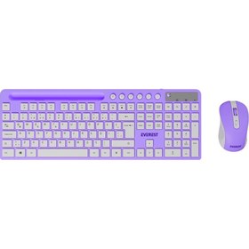 Resim Everest Km-730 Mor/beyaz Kablosuz Multimedya Q Klavye Mouse Set 
