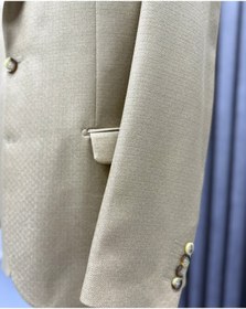 Resim Avni Ceylan Erkek Premium Altın Bej Dokulu Slim Fit Blazer Ceket 