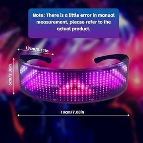 Resim Bluetooth Işıklı Gözlükler, LED Gözlük Değiştirilebilir Özelleştirilebilir, APP Kontrollü Akıllı Aydınlık Gözlükler, Partiler, Doğum Günleri, Barlar, Festivaller, Metin Gösterebilir, 