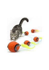 Resim Akıllı Kedi Oyun Topu - Otomatik Yuvarlanan İnteraktif Kedi Oyuncağı - Şarj Edilebilir Evcil Hayvan Oyun Arkadaşı - Farklı Hız Ve Oyun Modları - Led Işıklı - Tüylü Kovalama Kuyruğu Turuncu 
