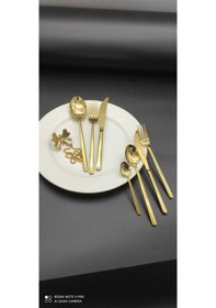 Resim Lilyum 84 Parça Çatal Kaşık Bıçak Seti Gold 