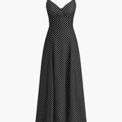 Resim Kadınlar için uzun tarzdaki şık halter korse elbise, dijital baskı puantiyeli sweetheart cami etek, moda ilkbahar yaz eteği bulut desenli 