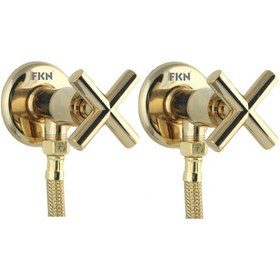 Resim Fkn İkili Köşegen Spiralli Altın Taharet Musluk (2 Musluk + 2 Spiral) Altın 