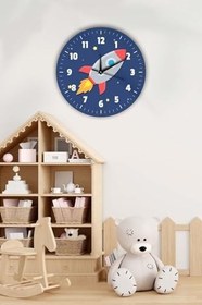 Resim Dekoratif Çocuk Odası Duvar Saati 35X35Cm Renkli BWDSCX35-0127 