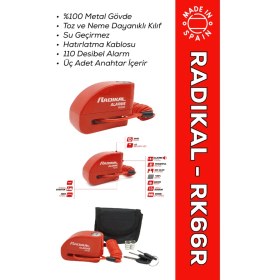 Resim RK66R Motosiklet Disk Kilit Alarmı 110DB Güçlendirilmiş Su Geçirmez Kilit 