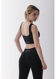 Resim Playsportswear Seamless Siyah Normal Bel Fitted Basic Sporcu Tayt Takımı SiYAH 