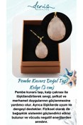 Resim Deniz Doğal Taş Sertifikalı Pembe Kuvars ( Taşlar) Doğaltaş Kolye Ucu 3 Cm - Gold Zincir 