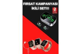 Resim Marsilyan Yeni Nesil Kaliteli Akıllı Saat ve Kablosuz Bluetooth Kulaklık Yüksek Ses Kaliteli 
