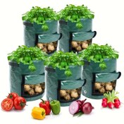 Resim Ülke Tarzı Patates Yetiştirme Çantası, Bahçe Sebze Dikim Çantası, Tutacak ve Açık Üst Flip ile, UV Dayanıklı, Patates, Havuç, Soğan, Turp, Ceviz Yetiştirme için, İç ve Dış Mekan Kullanımı 