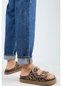 Resim İrene Platform Deri Kadın Terlik Leopar-7125 Leopar 