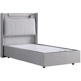 Resim Setaymobilya Baza, Zagreb Tek Kişilik Baza + Başlık Seti, Açık Gri 