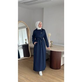 Resim Esra Butik Şık Kesim Astarlı Trençkot - Kendi Kumaşından Kemerli Tesettür Model 