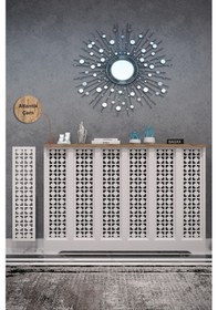 Resim Truva Model Beyaz Üstü Çam Renk 116 CM Petek Kaplama Dresuar Çam 