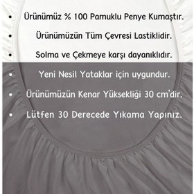 Resim Mavi Renkli %100 Pamuklu Penye Kumaş Fitted Lastikli Çarşaf Mavi 