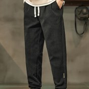 Resim Erkek Kalın Kadife Jogger Pantolonlar - Günlük & İş-Günlük Hibrit, Bol Kesim, İpli Bel, Kısa Uzunluk, Polyester, Makinede Yıkanabilir - Sonbahar/Kış Modası İçin Mükemmel 