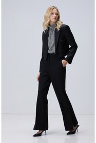 Resim Network Siyah Yün Karışımlı Crop Blazer Ceket 