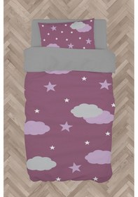 Resim Mekta Home Bebek Ve Çocuk Odası Lila Bulut Desenli Nevresim Takımı 