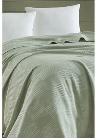 Resim Tek Kişilik %100 Pamuk Pike Örtü 160x230 Cm Karo Desenli Çağlayeşili Weave Serisi Çağlayeşili 