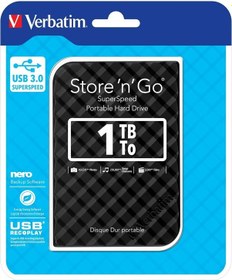 Resim Verbatim 53194 - 1tb Usb 3.0 Siyah Taşınabilir Harddisk 
