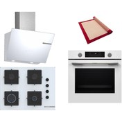 Resim Bosch Beyaz 3 lü Ankastre Set (HUA736EV0T-POP7C2P30O-DWK66PJ20T) Buhar Destekli - Pişirme Matı ile 