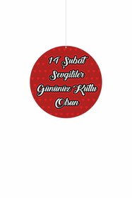 Resim cicigünler Sevgililer Günü Mağaza Dönkartı Kırmızı Zemin Yuvarlak Kesim Çift Yön Baskı 