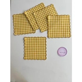 Resim Aydın Çeyiz Sarı Ekoseli Kokteyl Peçetesi(6 Adet) 