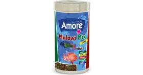 Resim Amore Malawi Mix Chips 1000ML + Lotus Cichlid Colour Chips 1000ML Kutu Renklendirme Balık Yemi 