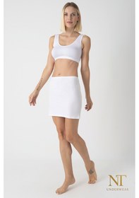 Resim Nt Underwear Bambu Mini Etek Astarı, Mini Jupon - Doğal Kumaş, Modern Kalıp. Beyaz 