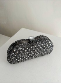 Resim Busrabags Füme Antrasit Taşlı Çift Yönlü Kulplu Abiye Çanta 