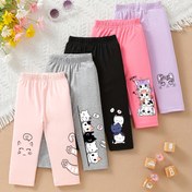 Resim Kızlar için 5'li Paket Yazlık Esnek Dar Kesim 7/8 Boy Şortlar - Gençler ve Çocuklar İçin Sevimli Karikatür Kedi Baskılı Hafif Günlük Pantolonlar, 4 Renk (Pembe, Gri, Mor, Siyah), Sevimli Şortlar 