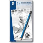 Resim Staedtler Mars Lumograph Dereceli Kalem Karakalem Seti 12'li Metal Kutu (6b-4h) 