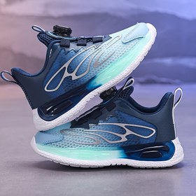 Resim Gençler için Döner Tokalı Sneakerlar - Yastıklı EVA Tabanlı, Gradyan Renk Tasarımı & Hafif Konforlu Nefes Alabilir Mesh Koşu Ayakkabıları Erkek ve Kız Çocuklarına Okul, Spor ve Günlük Kullanım İçin, Şık Sneakerlar, Yastıklı Ayakkabı 