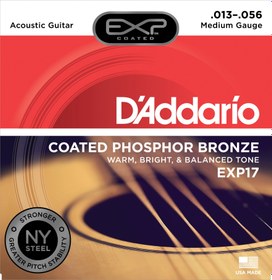 Resim D'Addario EXP17 Coated Phosphor Bronze Akustik Gitar Teli - Medium (13-56) 