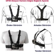 Resim Sjcam Sj4000 Aksiyon Kamera Göğüs Aparatı Chest Body Strap Mount 