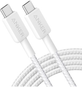 Resim Anker 322 PowerLine USB-C to USB-C Örgülü Kablo 3ft/0.9m 60W Beyaz - A81F5 (Anker Türkiye Garant 