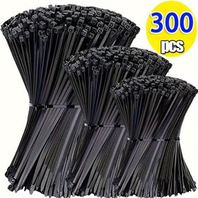 Resim 300 adet 10.16/15.24/20.32cm Siyah Naylon Bağlama Bandı, Ayarlanabilir Kendinden Kilitli Bağlama Bantı, Sabitleme ve Bağlama için Fermuar Bağlama Bandı 