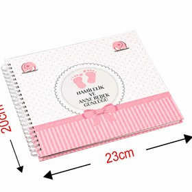 Resim POLABOOK Pembe Hamilelik ve Anne Bebek Günlüğü Bebek Anı Defteri 0-1 Yaş Albümü Sticker Hediyeli 