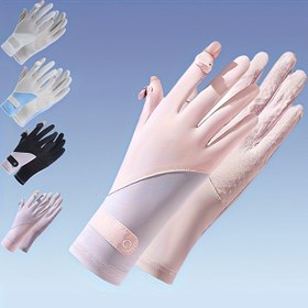 Resim 1 adet Erkek ve Kadın için aynı renkli iki parmaklı bisiklet eldiveni, hafif, yüksek esneklikte kaymaz hızlı kuruyan nefes alabilir buzlu serin eldiven, açık hava sürüşü için uygun 