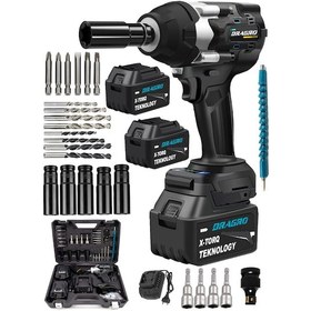 Resim Dragro Alman DRG-1000 Brushless 1000 Nm Kademeli Yüksek Torklu Somun Bijon Sökme Akülü Vidalama Kömürsüz Motor 