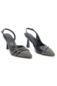 Resim Kids Club Shoes Feles Şerit Taşlı Stiletto Abiye Kadın Topuklu Ayakkabı SİYAH 