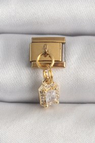 Resim Gold Renk Sallantı Zirkon Taşlı Kare Figürlü Nomination Charm 31 Çok Renkli 