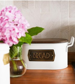 Resim The Mia Ekmek Kutusu Ahşap Kapaklı Beyaz 