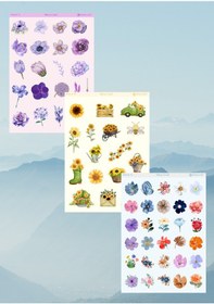 Resim 14'lü Çiçek Temalı 12 17 Cm Sticker Seti/bullet Journal, Scrapbook, Ajanda, Planlayıcı, Defter Için Diğer 