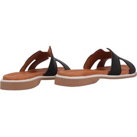 Resim Napa Shoes Kadın H Kesimli Düz Taban Hakiki Terlik Napa-1202 Siyah 