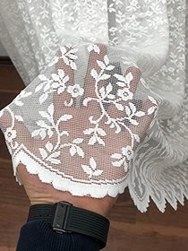 Resim Özel Örme Dokulu Dantel Tül Perde , 350x250, Sık Pile, 1/3 