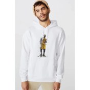 Resim Qivi Cavs Basketci Spor Baskılı Beyaz Erkek Örme Kapşonlu Sweatshirt Uzun Kol 