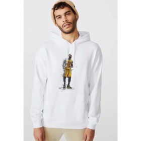 Resim Qivi Cavs Basketci Spor Baskılı Beyaz Erkek Örme Kapşonlu Sweatshirt Uzun Kol 