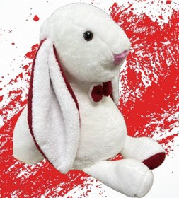 Resim Uyku Arkadaşım Uzun Kulak Bunny Peluş Tavşan 65 Cm Kırmızı - Beyaz 